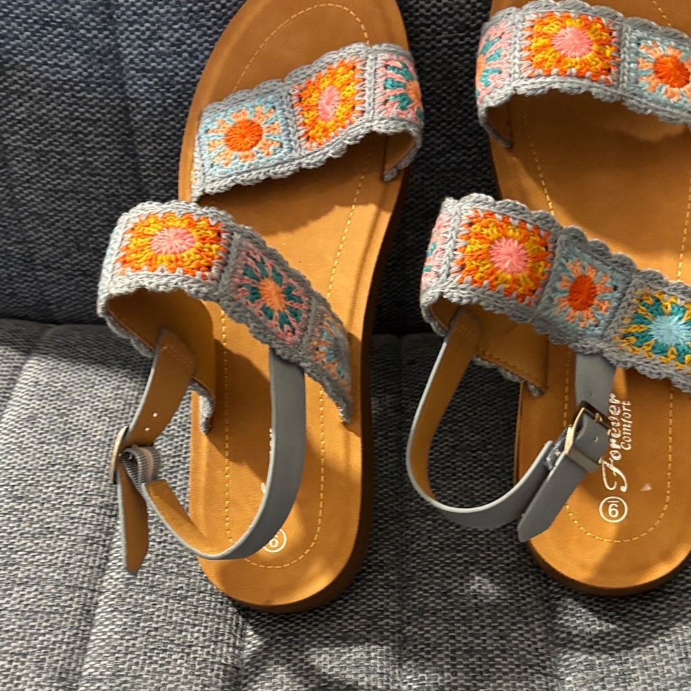 Vibrant Crochet Strap Sandals